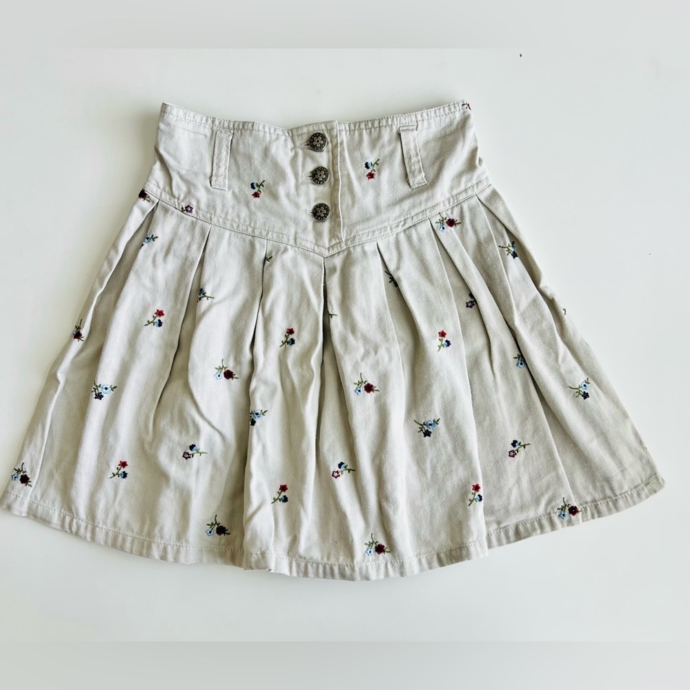 McKids McDonalds Girls beige embroidery Floral Pleated Skirt basque waist